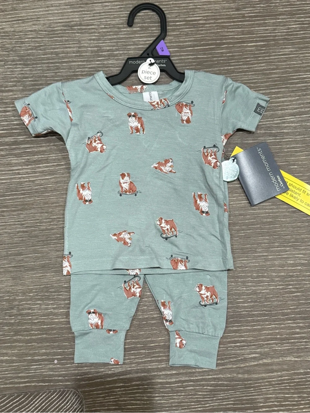 NWT Size 12 months Modern Moments Baby Bulldog Print Pajama Set in Sage
